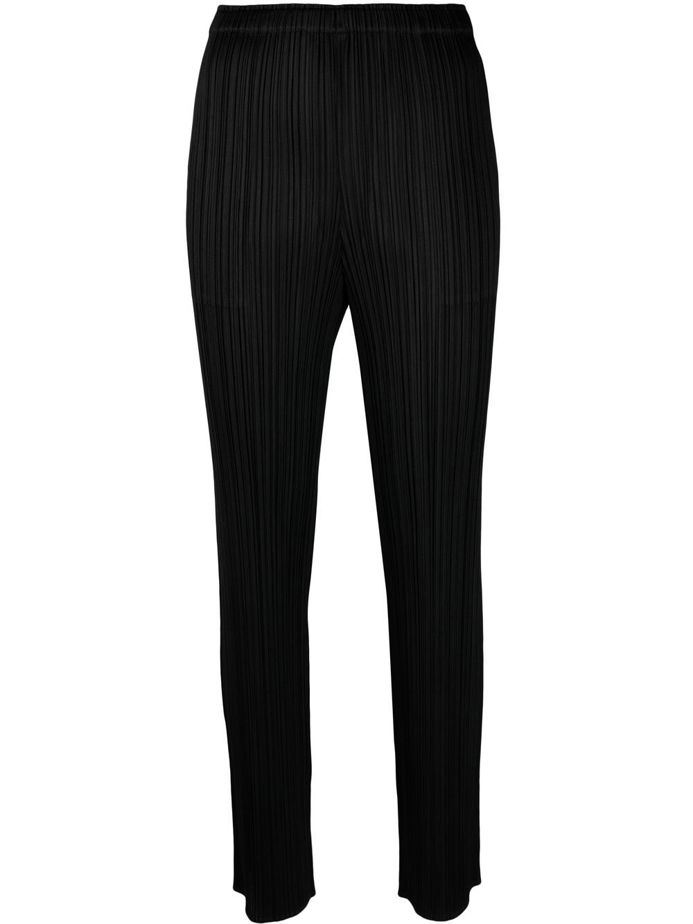 Pleats Please Issey Miyake 松紧裤腰直筒裤 - 黑色