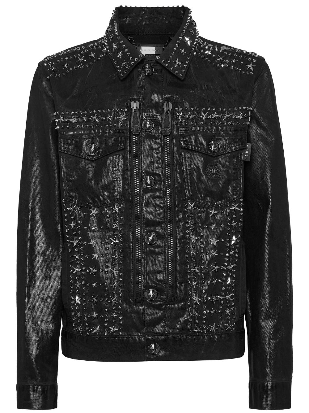 Philipp Plein 拉链铆钉夹克 - 黑色