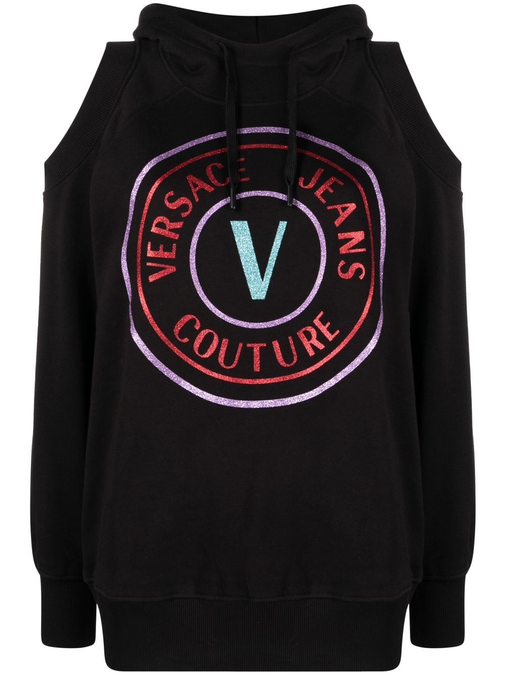 Versace Jeans Couture 范思哲 logo印花棉连帽衫 - 黑色