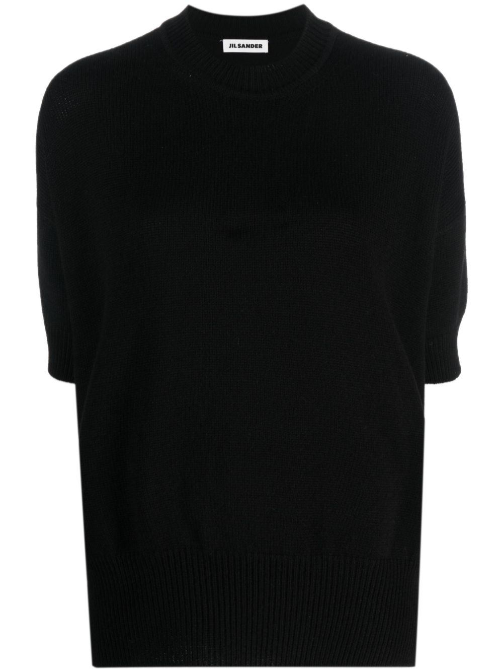Jil Sander 罗纹羊绒针织上衣 - 黑色