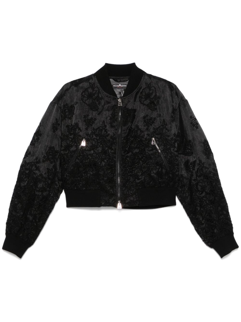 Ermanno Scervino 花卉刺绣夹克 - 黑色