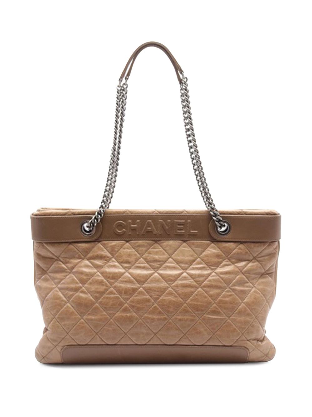 CHANEL Pre-Owned 绗缝褶皱小牛皮手提包（2012-2013年典藏款） - 褐色