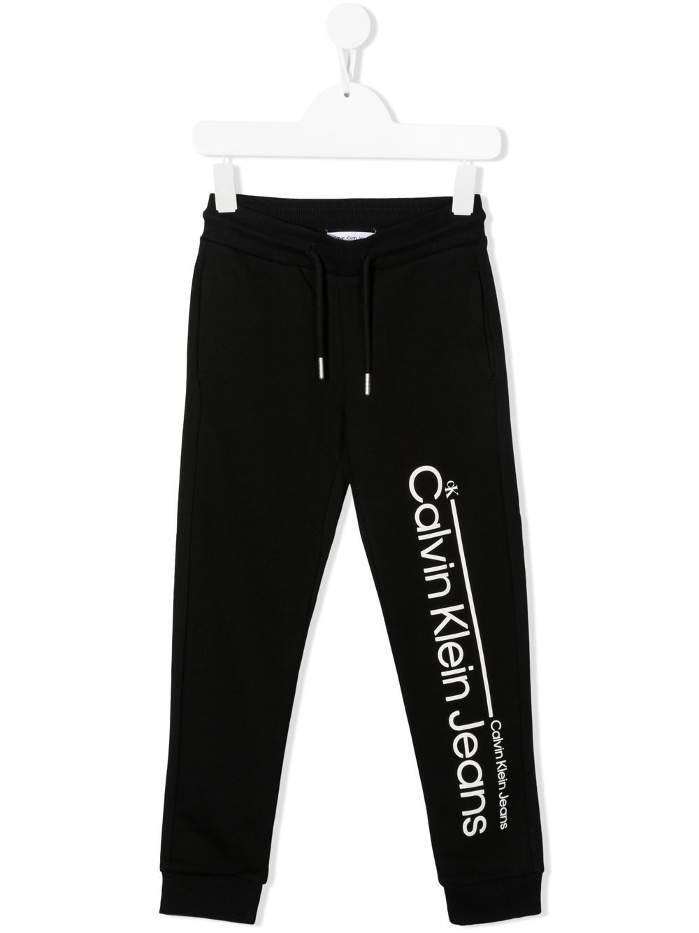 Calvin Klein Kids logo抽绳运动裤 - 黑色