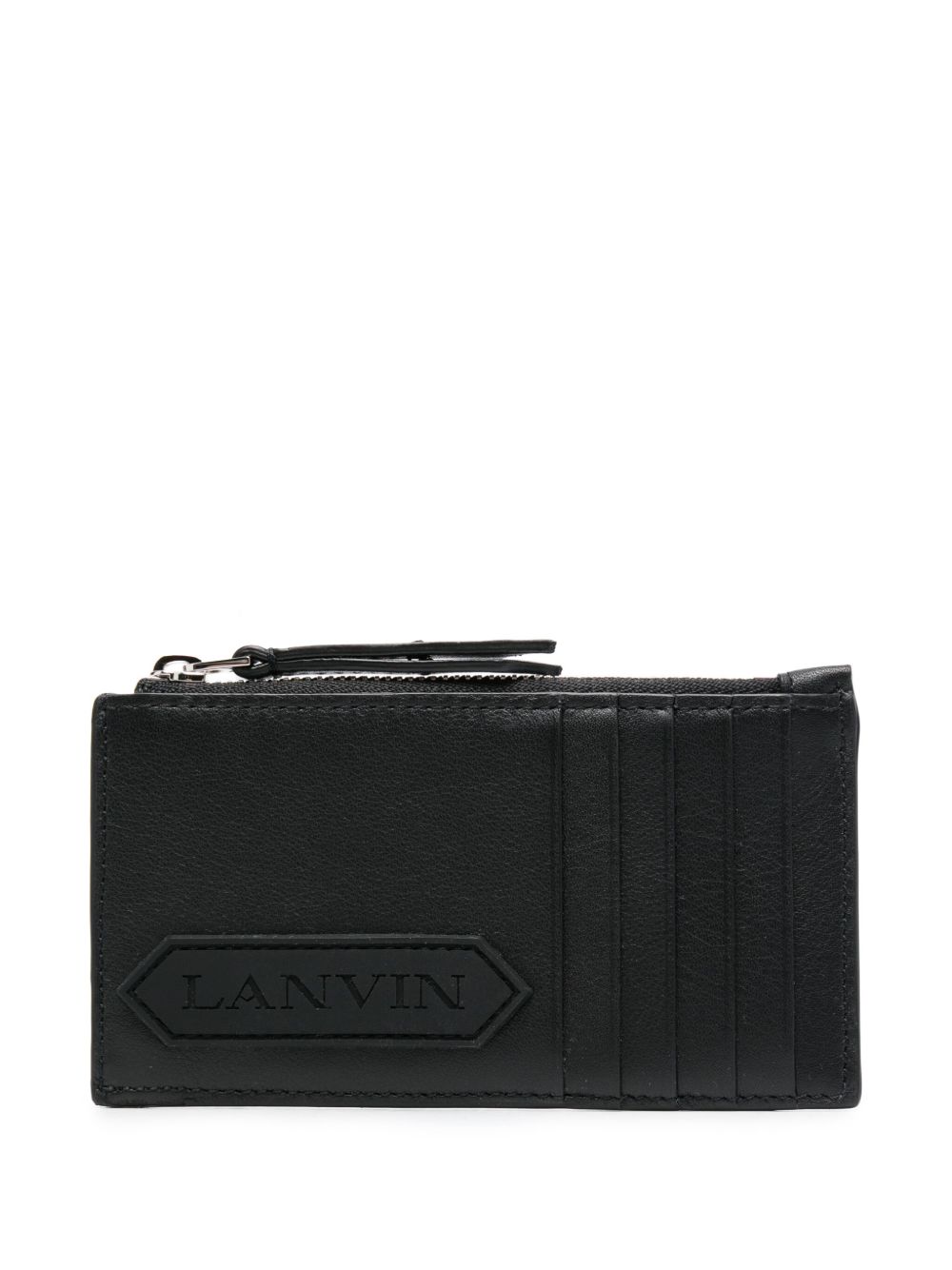 Lanvin Signature 皮质卡夹 - 黑色