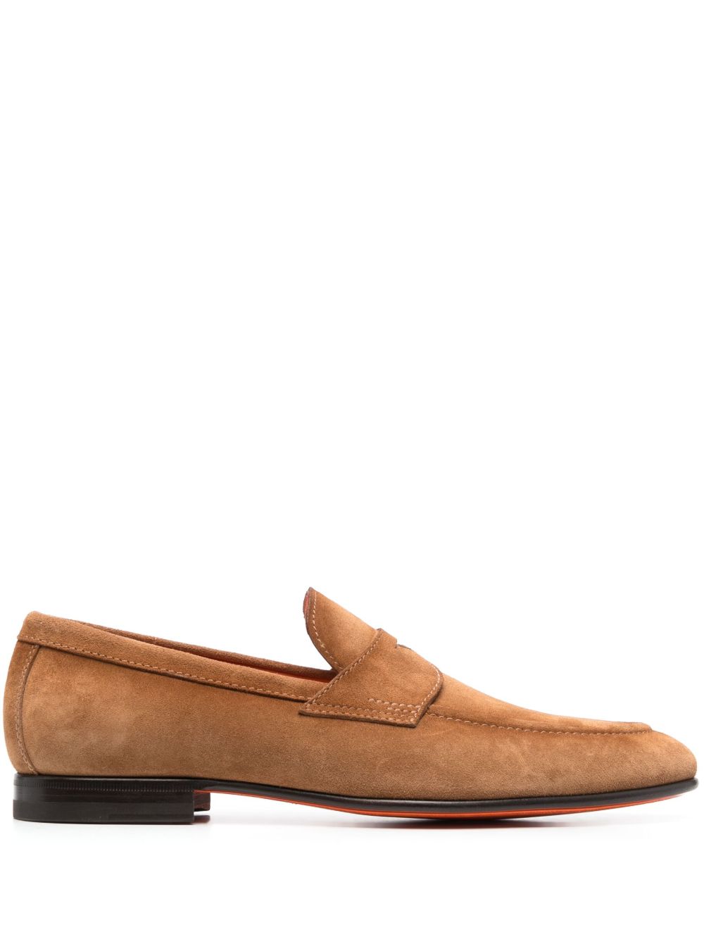 Santoni 绒面皮经典乐福鞋 - 褐色