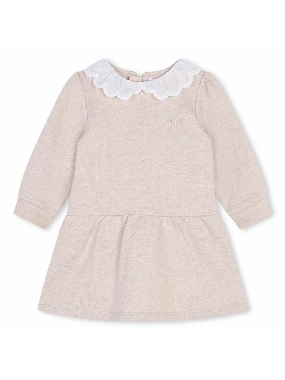 Chloé Kids 对比领棉连衣裙 - 中性色
