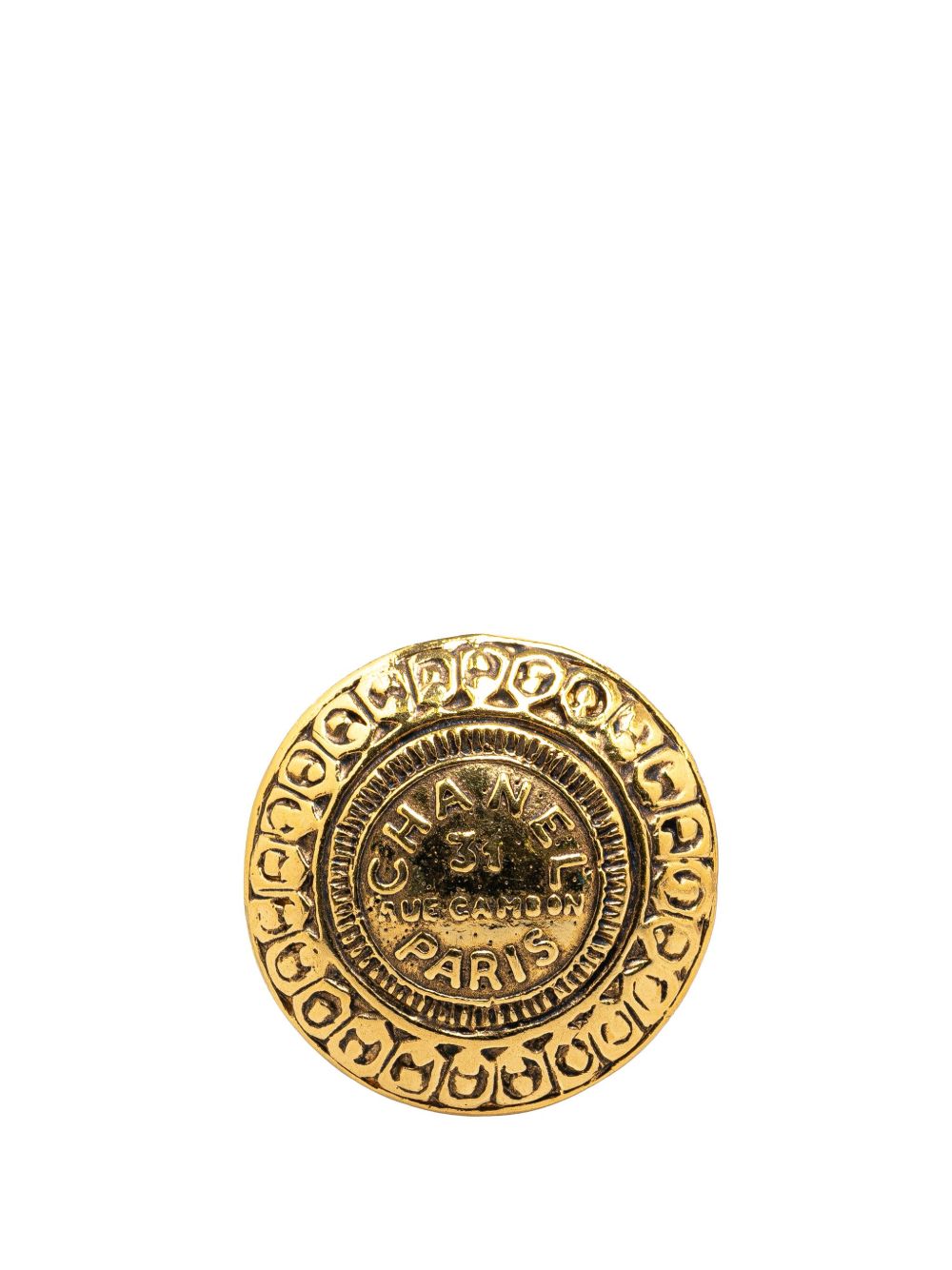 CHANEL Pre-Owned 镀金 31 Rue Cambon 胸针（1970-1980年典藏款） - 金色