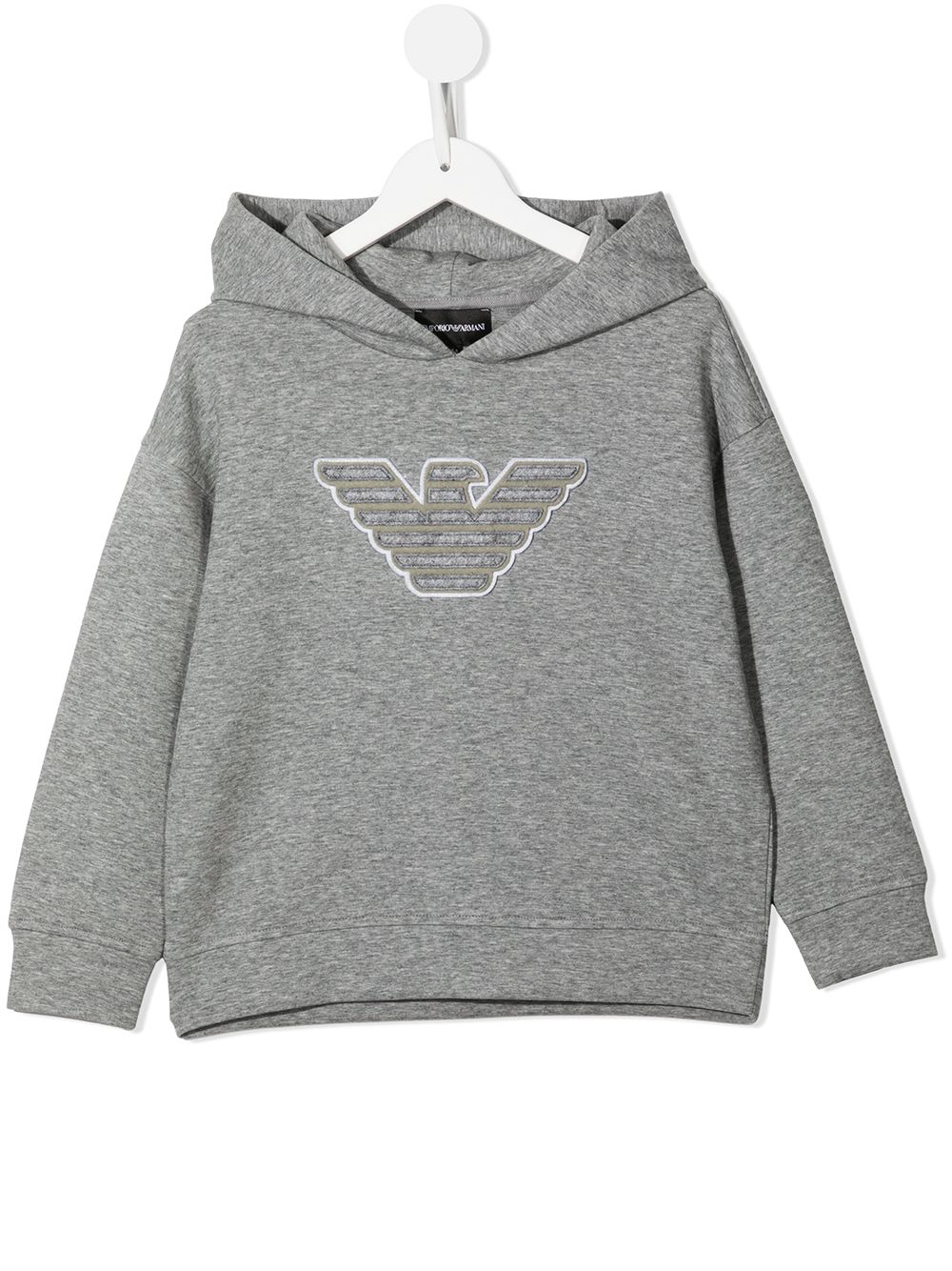 Emporio Armani Kids 标贴长袖连帽衫 - 灰色
