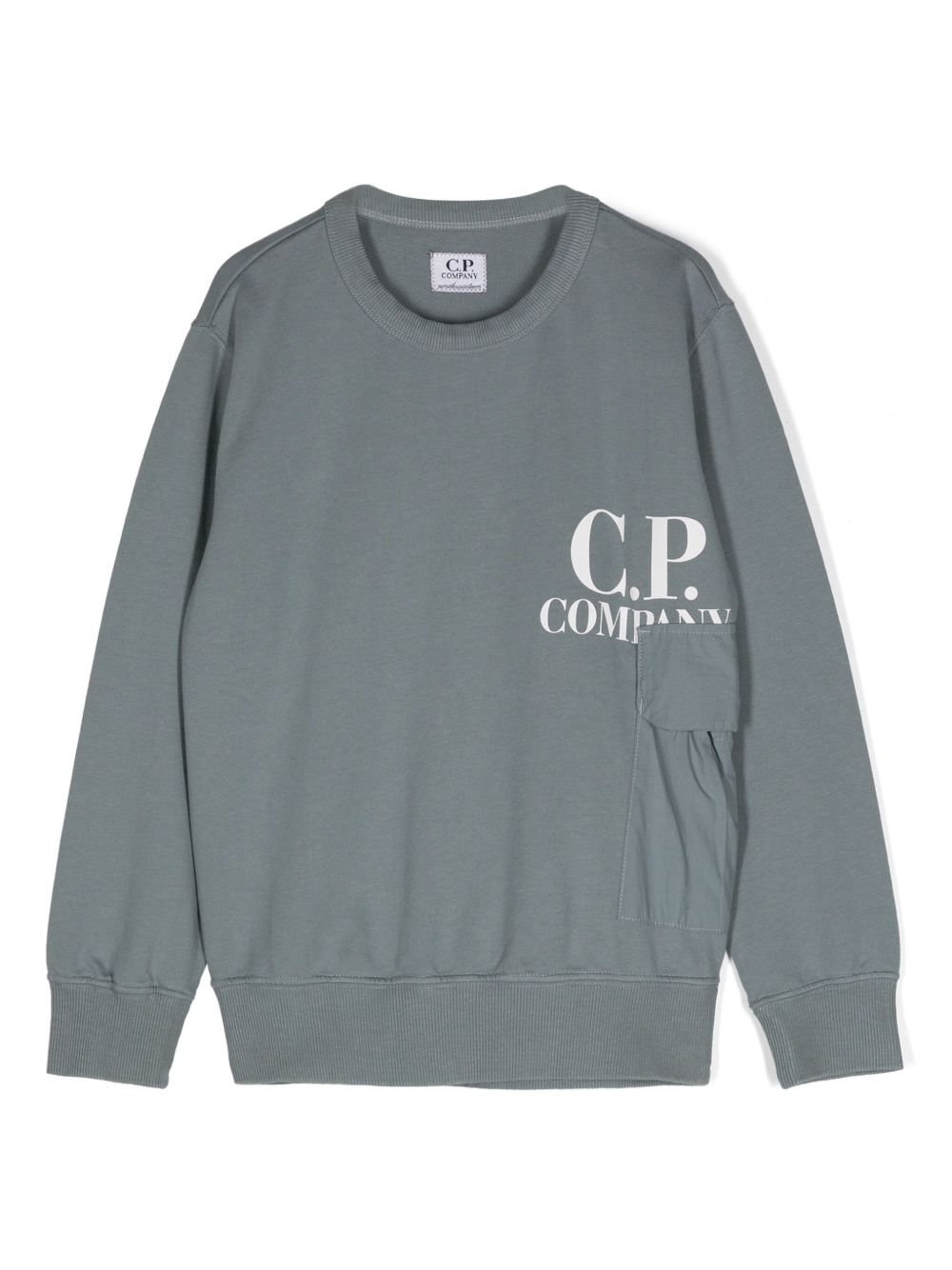 C.P. Company Kids logo印花棉卫衣 - 蓝色