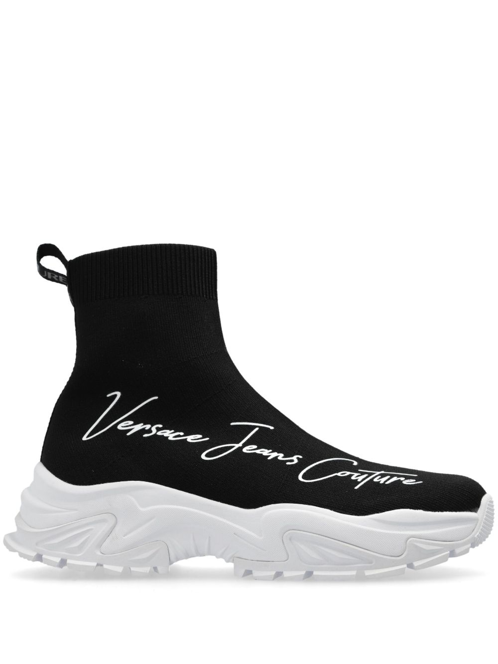 Versace Jeans Couture logo印花袜式运动鞋 - 黑色