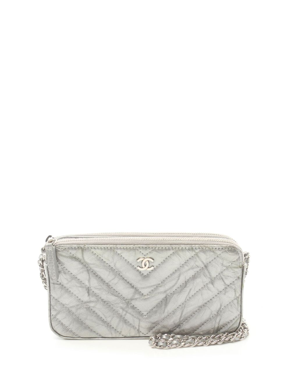 CHANEL Pre-Owned 人字纹图案钱包（2018年典藏款） - 灰色