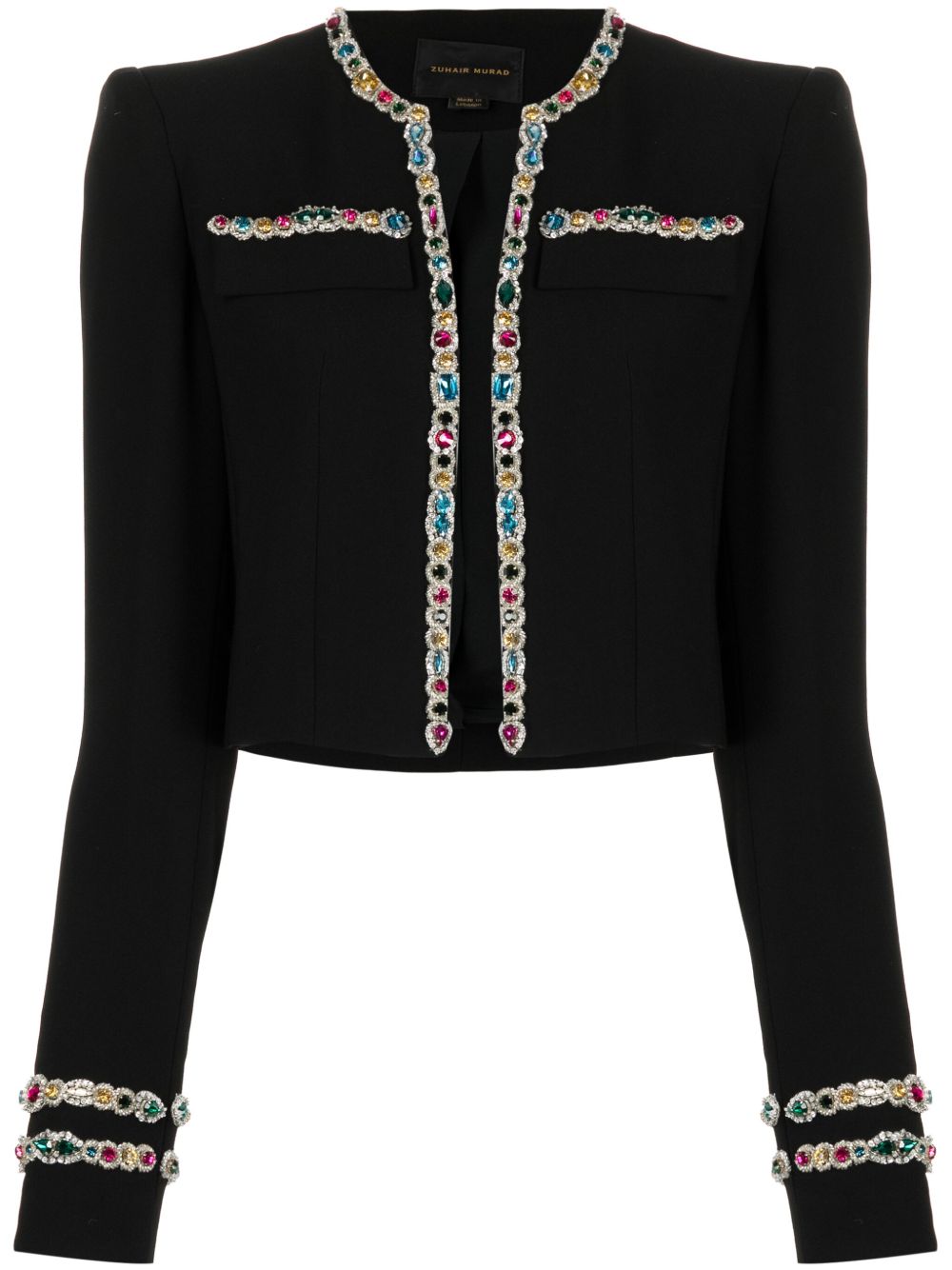 Zuhair Murad 晶饰卡迪短款夹克 - 黑色