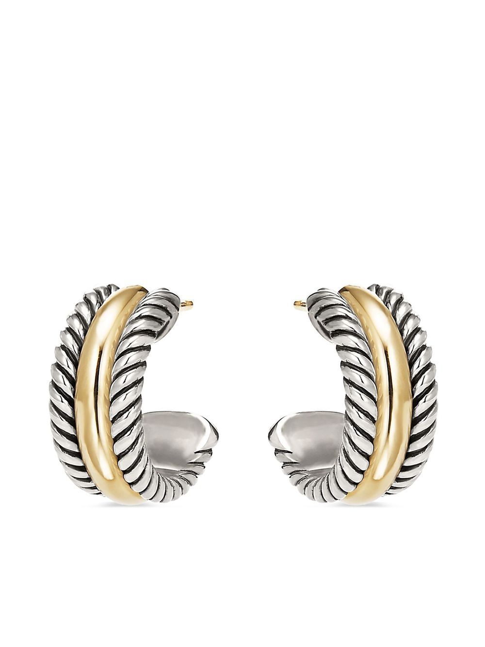 David Yurman 14K黄金纯银 Cable Collectibles 圈形耳环 - 银色