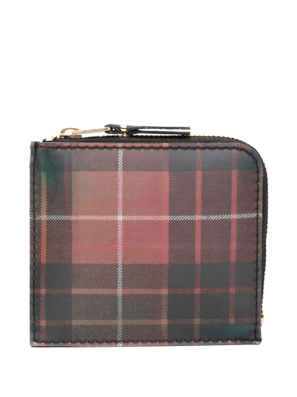 Comme Des Garçons Wallet 虹彩光泽花呢格纹钱包 - 红色