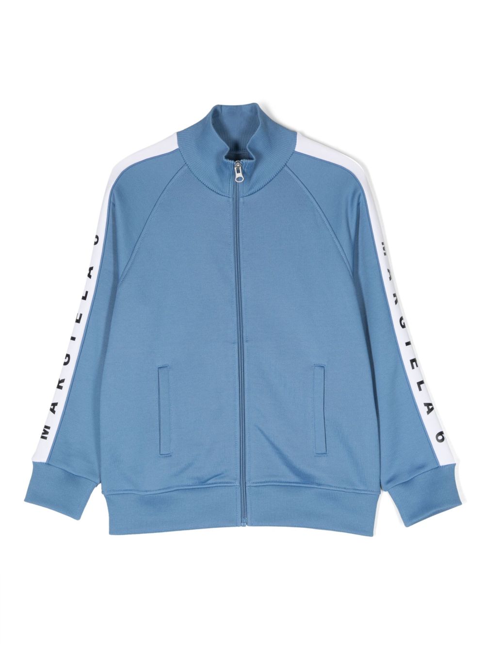 MM6 Maison Margiela Kids logo印花拉链夹克 - 蓝色