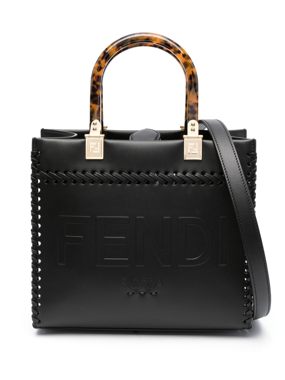 FENDI Sunshine 小号皮质单肩包 - 黑色