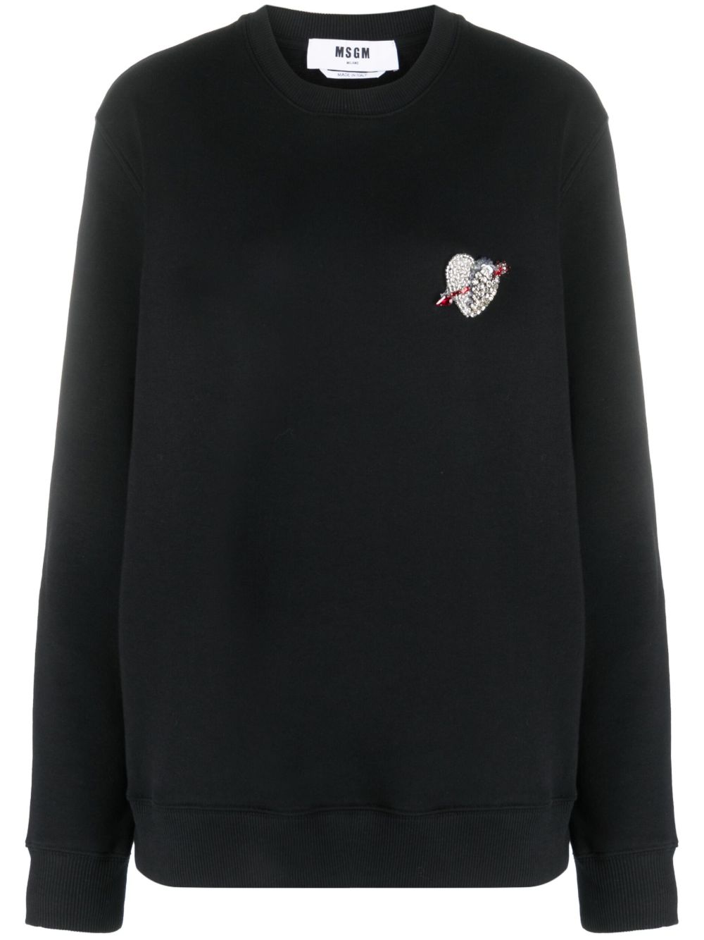MSGM 贴花细节棉平纹针织毛衣 - 黑色