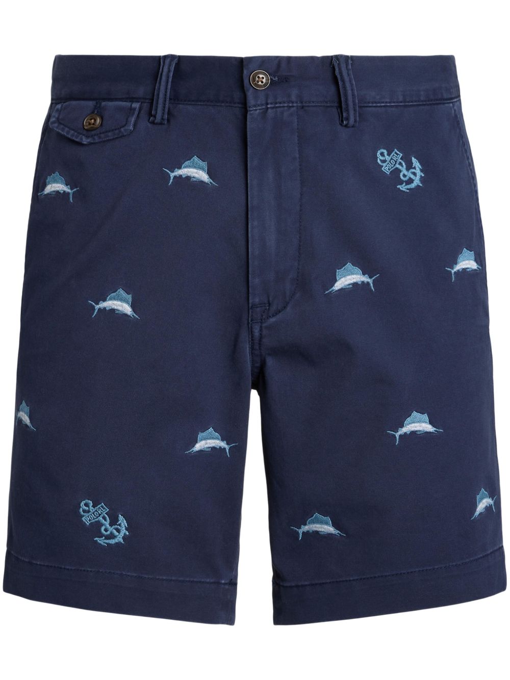 Polo Ralph Lauren 刺绣卡其短裤 - 蓝色