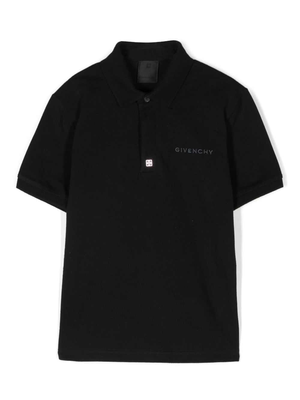 Givenchy Kids 刺绣棉polo衫 - 黑色
