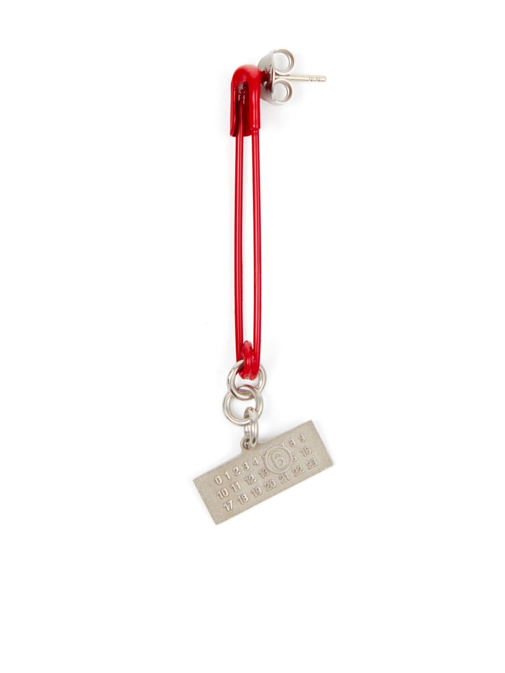 MM6 Maison Margiela Safety Pin 黄铜耳环 - 红色
