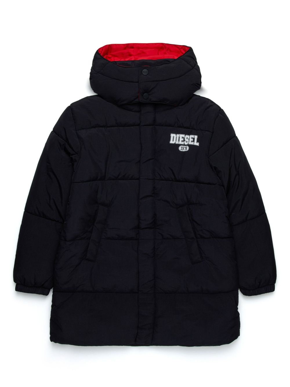 Diesel Kids logo印花填充夹克 - 黑色