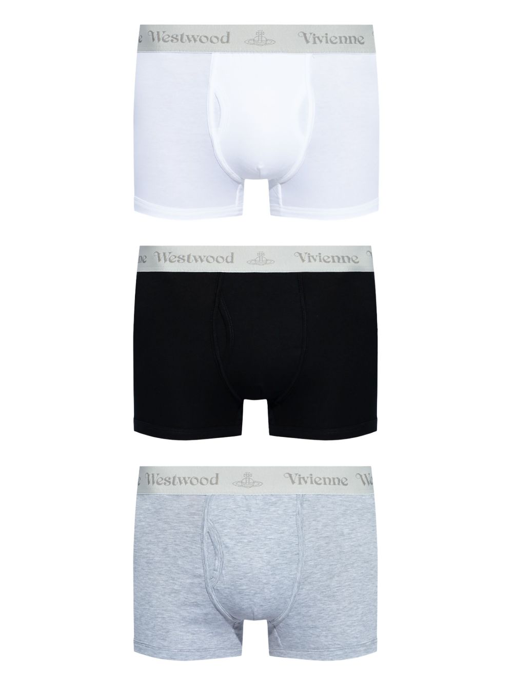 Vivienne Westwood logo腰边棉质混纺四角裤 - 黑色