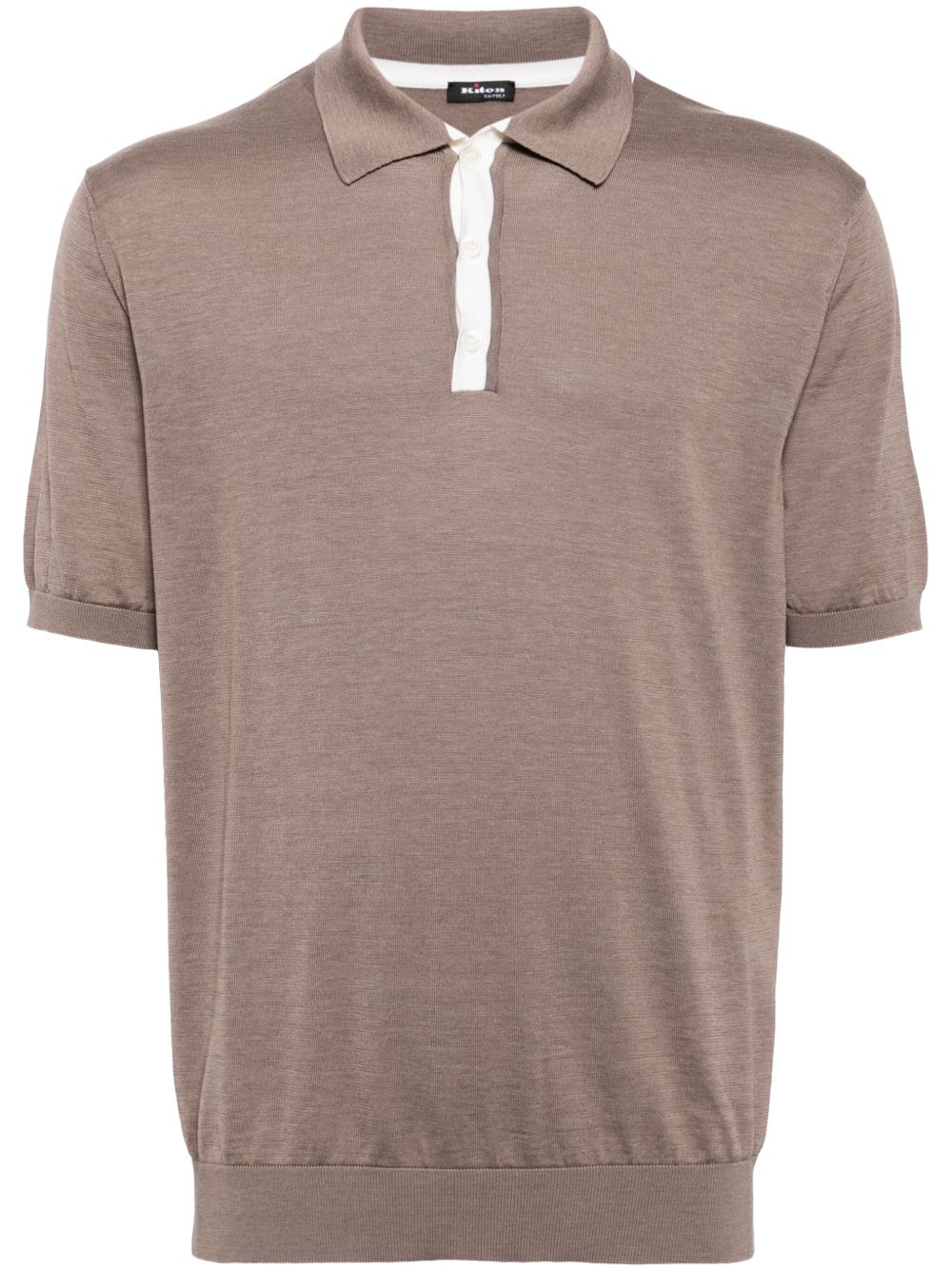 Kiton 对比开襟平纹针织polo衫 - 中性色