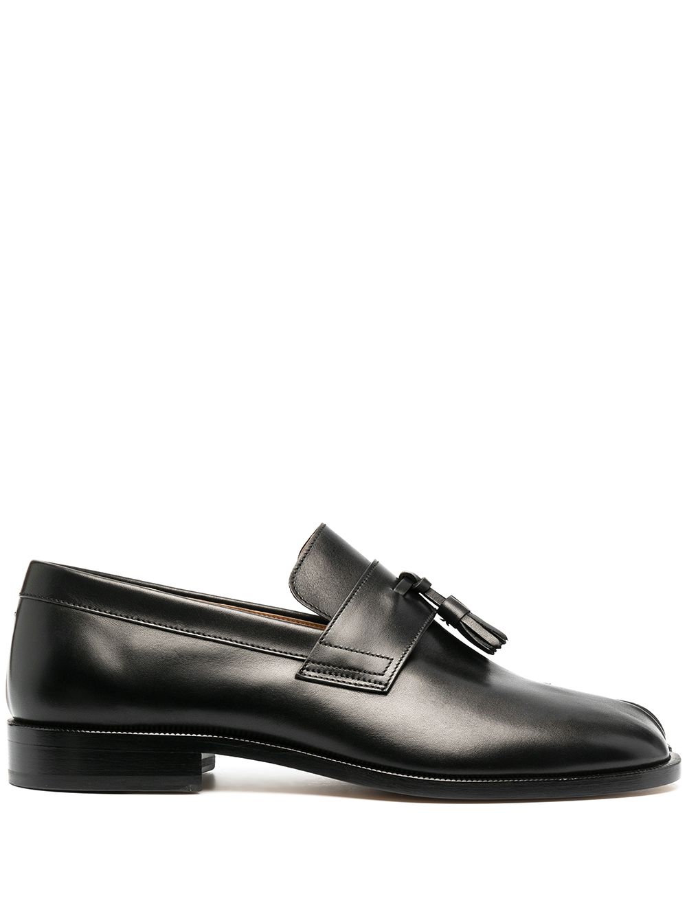 Maison Margiela Tabi 流苏细节皮质乐福鞋 - 黑色