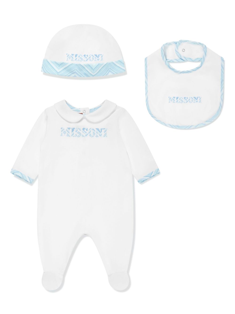 Missoni Kids logo印花连体衣套装（三件装） - 白色