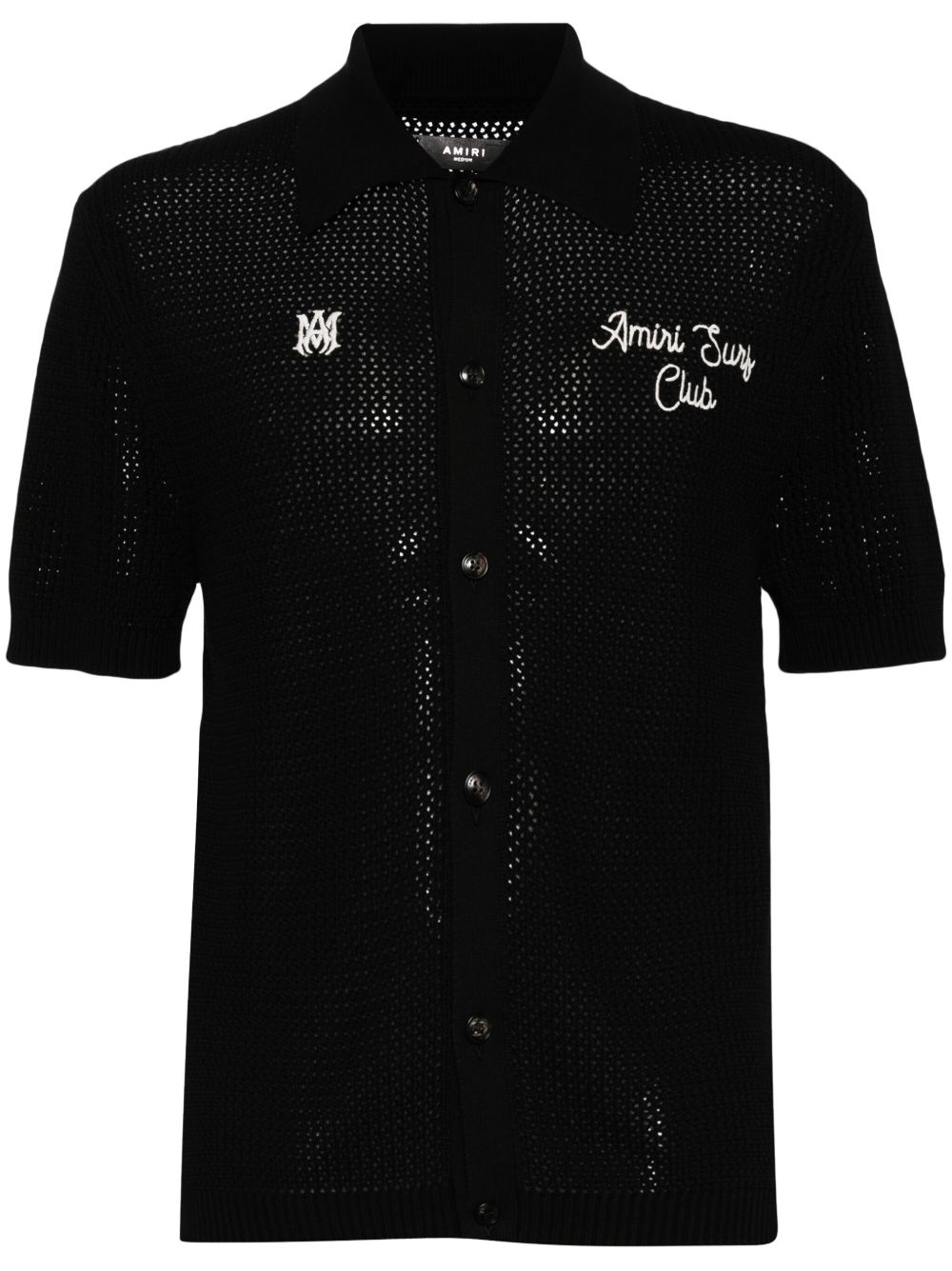 AMIRI Surf Club 钩编针织polo衫 - 黑色