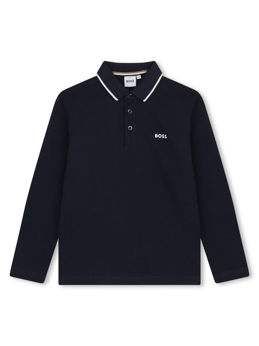 BOSS Kidswear logo印花珠地布编织polo衫 - 蓝色
