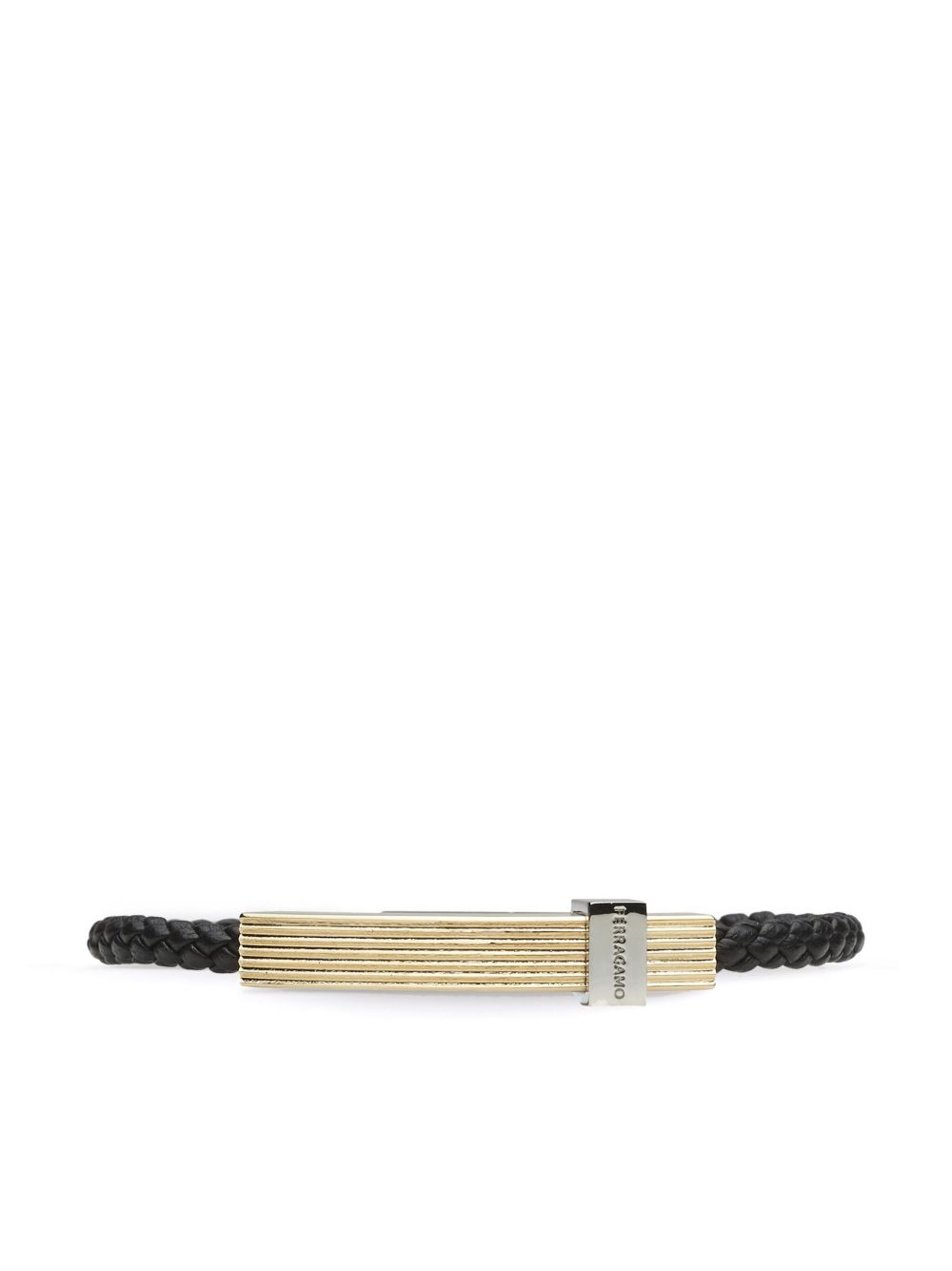 Ferragamo logo雕刻皮质手环 - 黑色