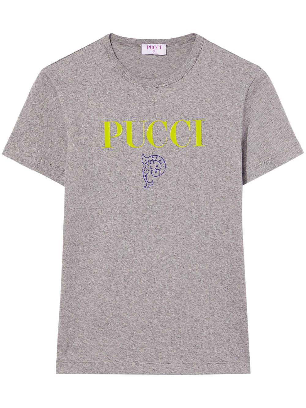 PUCCI logo印花棉T恤 - 灰色