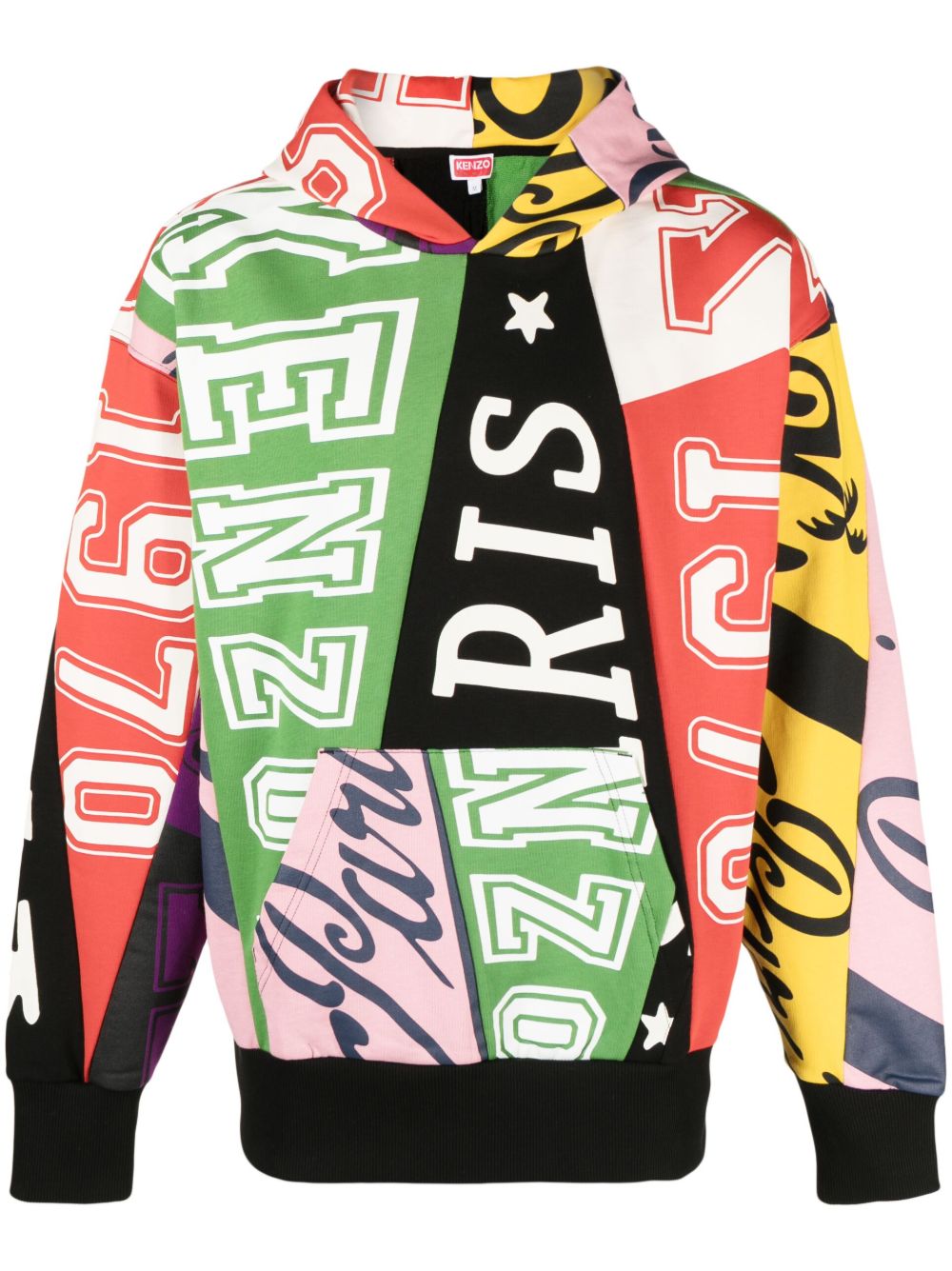 Kenzo 棉旗帜印花连帽衫 - 绿色