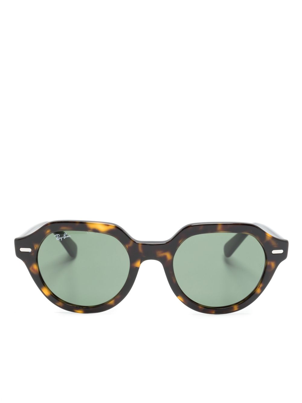 Ray-Ban logo标牌椭圆形框太阳眼镜 - 褐色