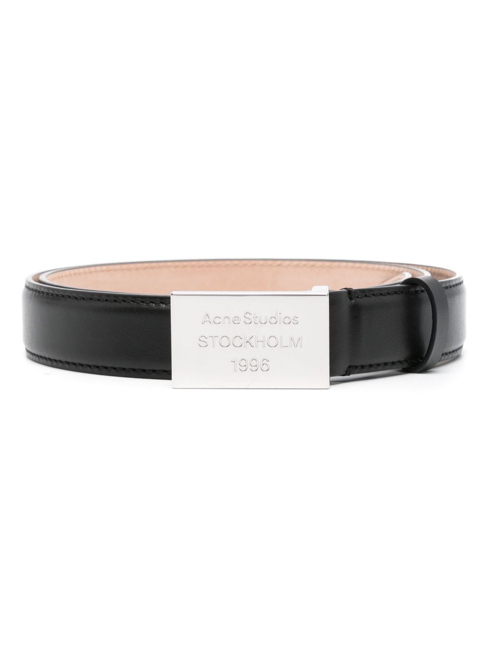 Acne Studios logo雕刻皮质腰带 - 黑色