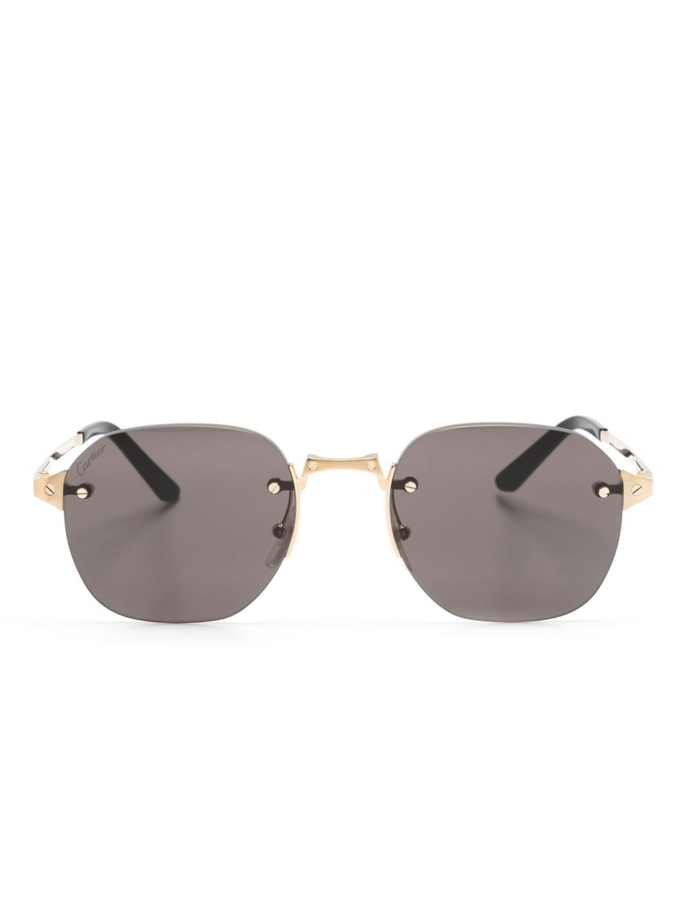 Cartier Eyewear Santos de Cartier 无框太阳眼镜 - 金色