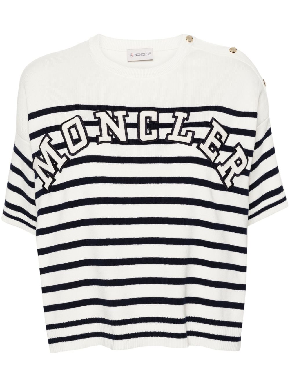 Moncler 条纹棉开衫 - 白色
