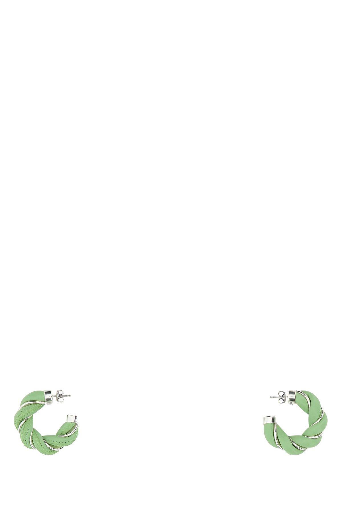Bottega Veneta Pastel Green Nappa Leather And 925 Silver Earrings