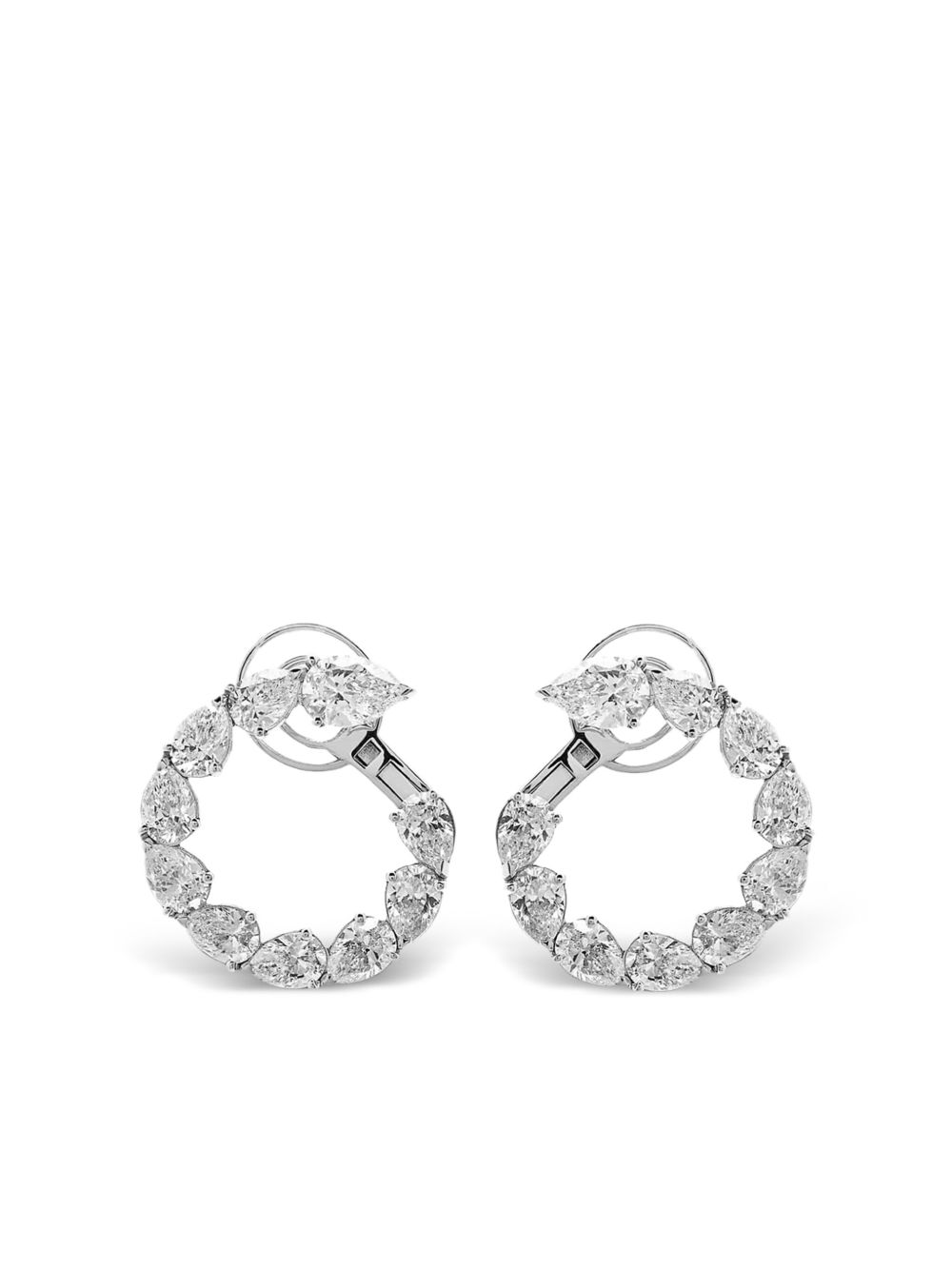 Jewels Aficionado 18K白金钻石圈形耳环 - 银色