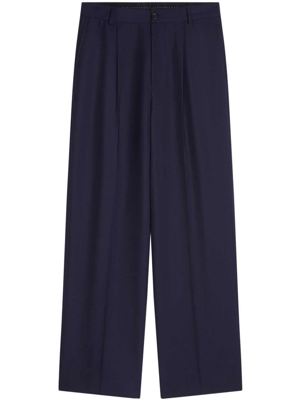 DRIES VAN NOTEN 羊毛褶饰长裤 - 蓝色