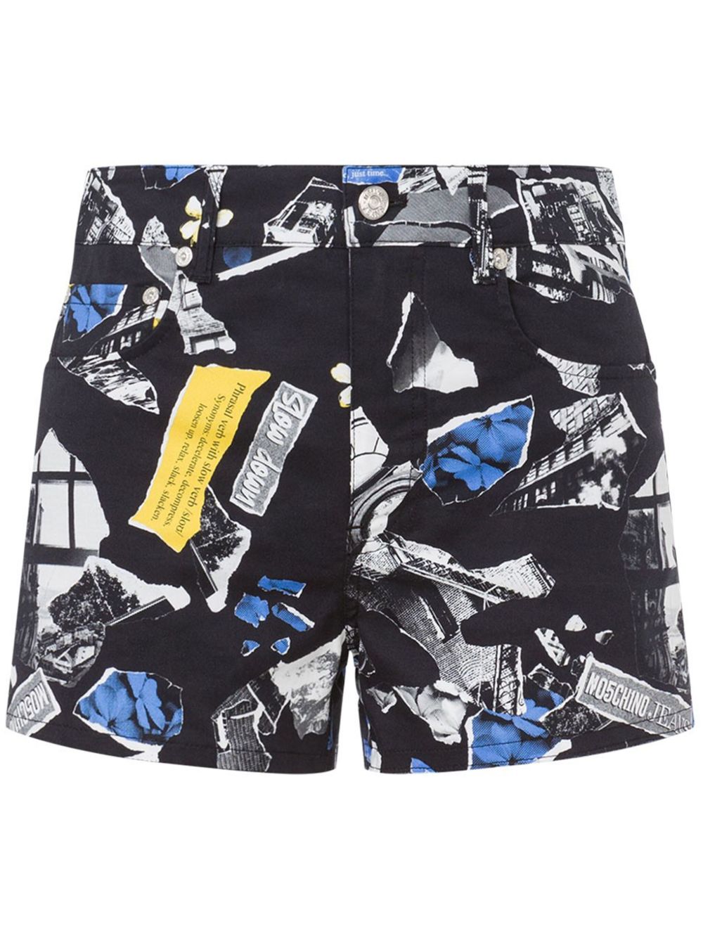 MOSCHINO JEANS 报纸夹印花短裤 - 黑色