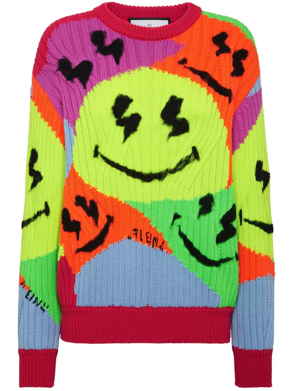 Philipp Plein 微笑嵌花罗纹针织毛衣 - 绿色