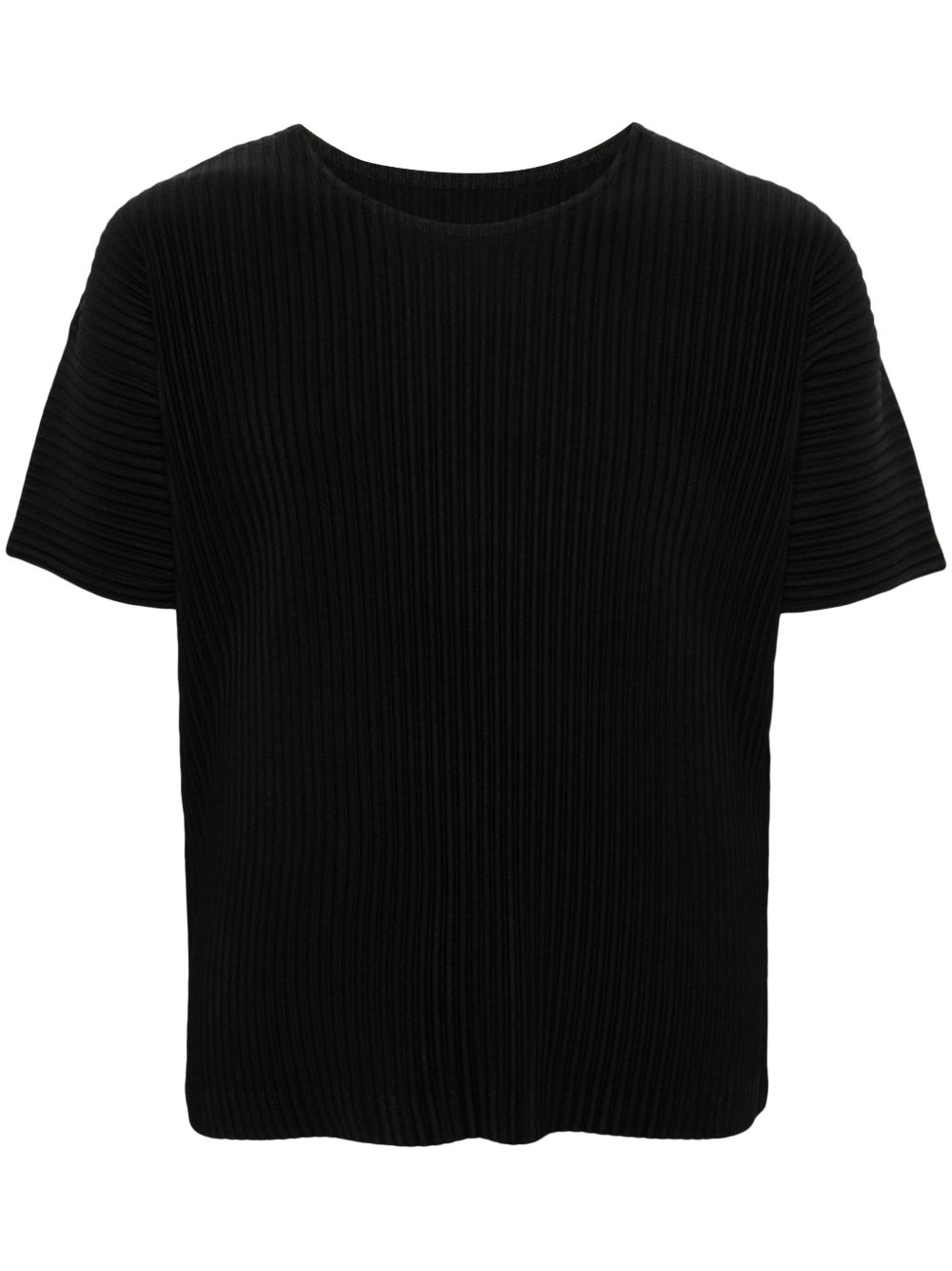 Homme Plissé Issey Miyake Basic 细褶圆领T恤 - 黑色