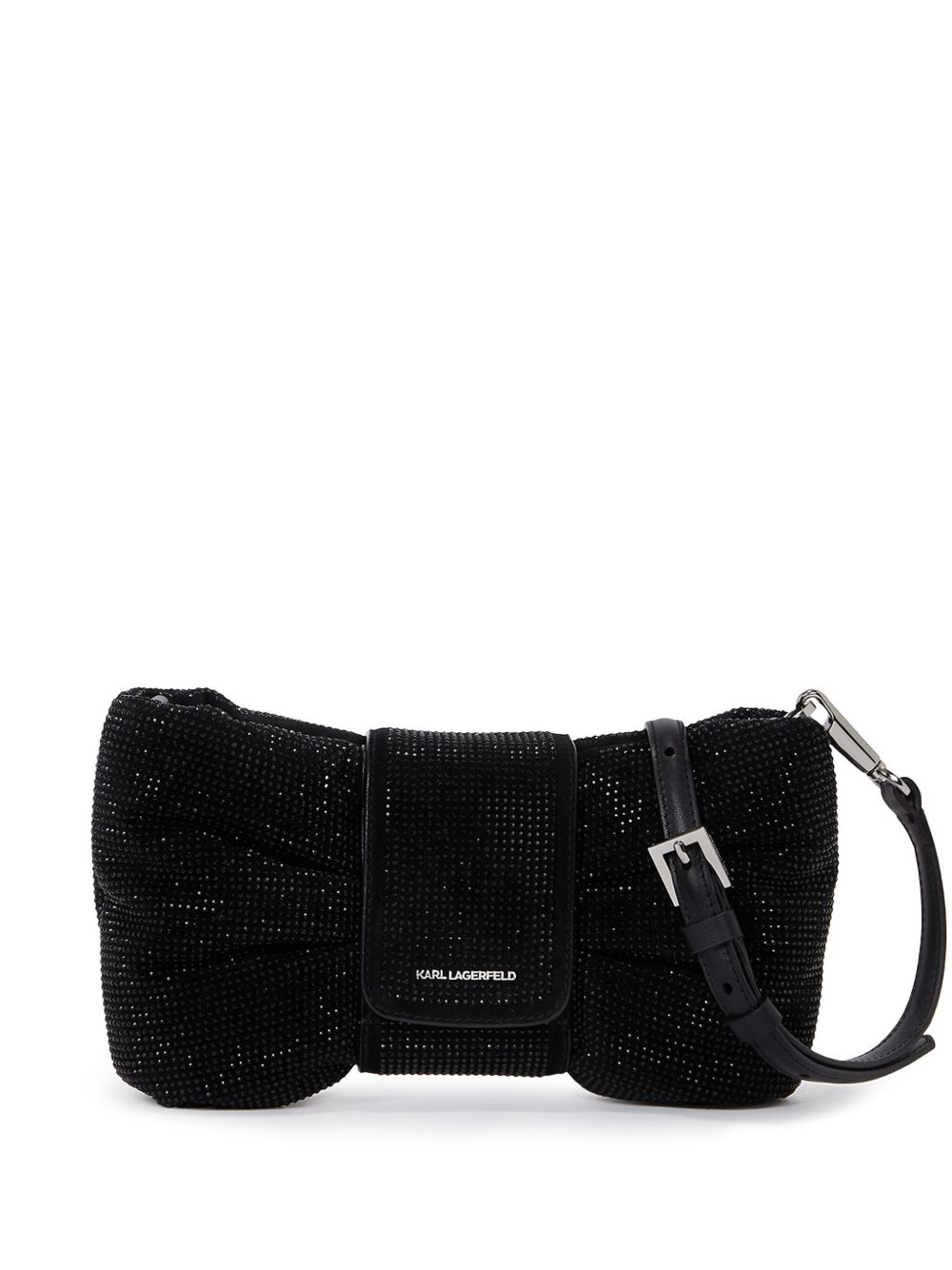 Karl Lagerfeld Bow 小号水钻缀饰斜挎包 - 黑色