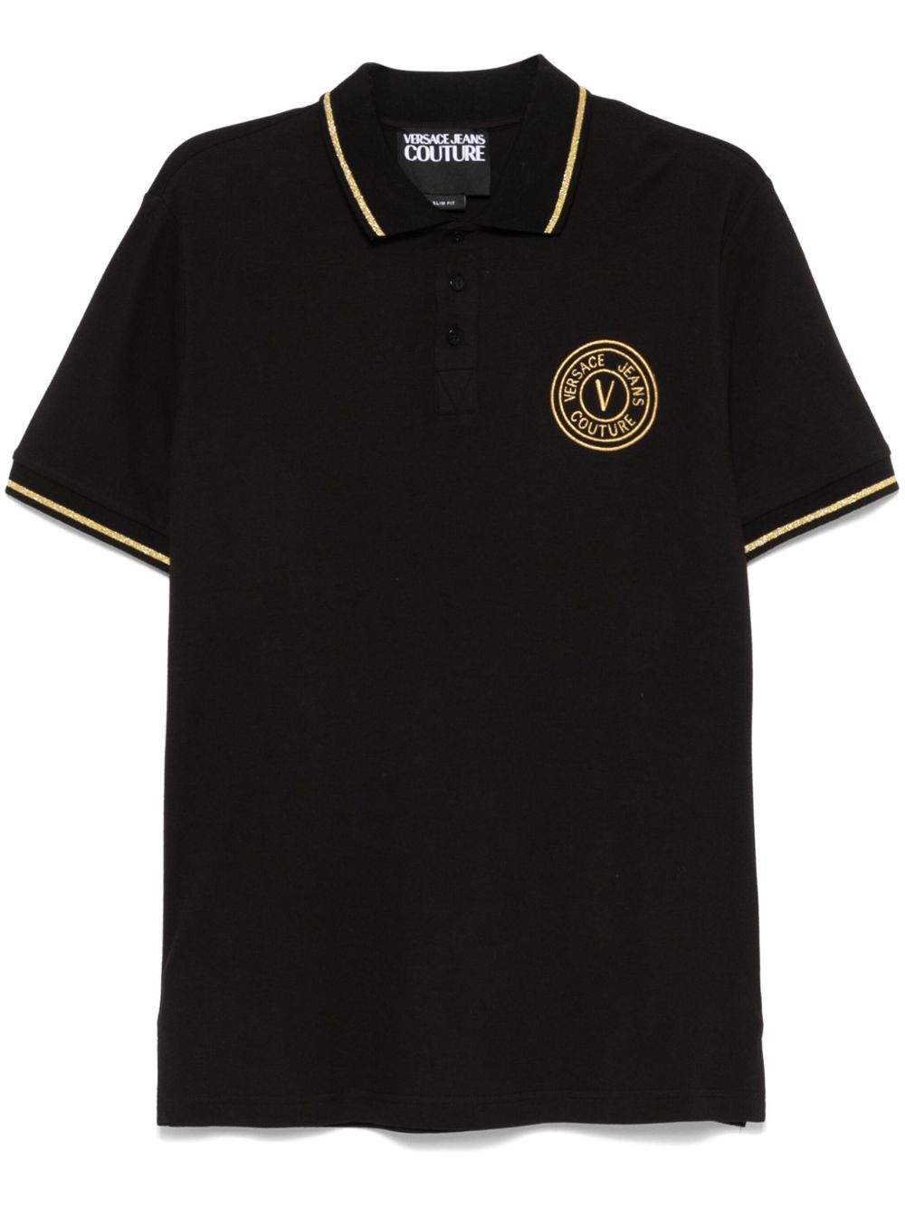 Versace Jeans Couture logo刺绣polo衫 - 黑色