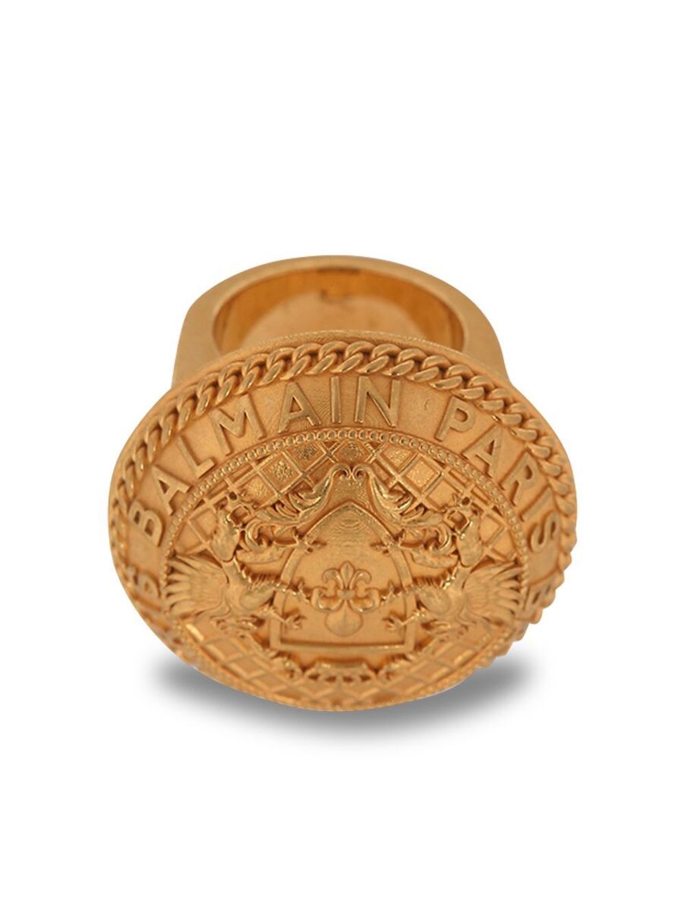 Balmain 巴尔曼 logo雕刻圆形戒指 - 金色
