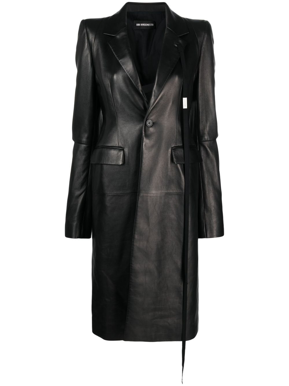 Ann Demeulemeester 梯形翻领皮质外套 - 黑色