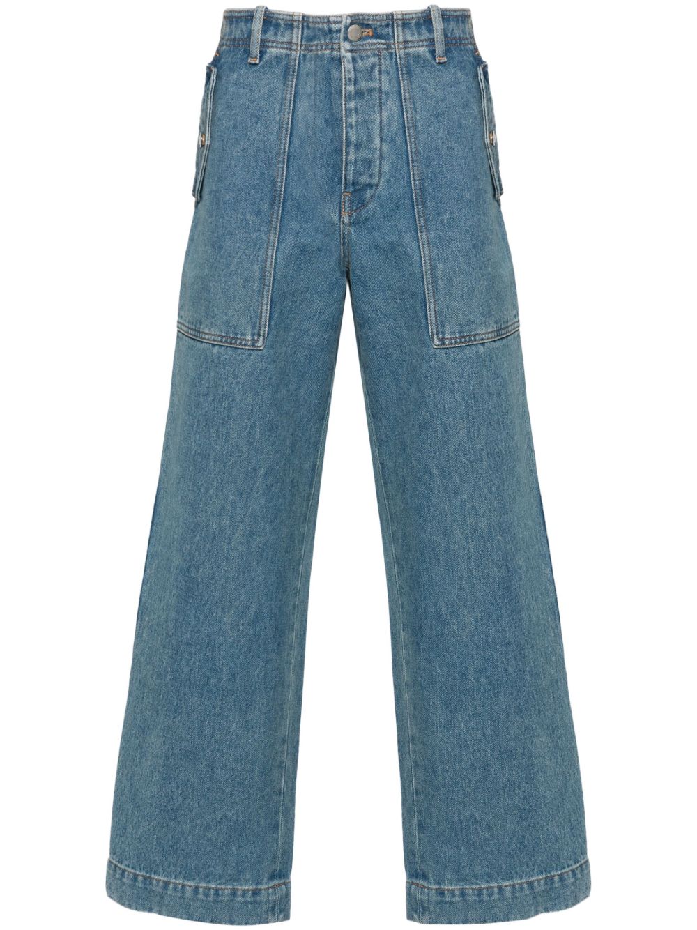 Maison Kitsuné 低腰阔腿牛仔裤 - 蓝色