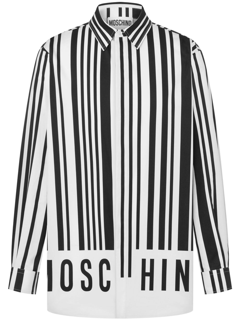 Moschino 条形码印花府绸衬衫 - 白色